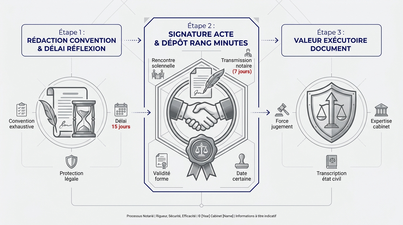 Procédure de divorce par consentement mutuel et acte notarié